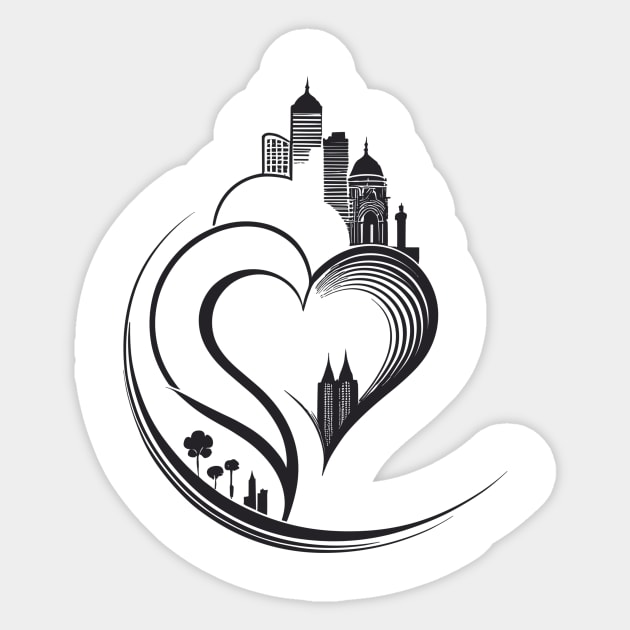 City Heartbeat - Valentines Day Essential Sticker by Orento